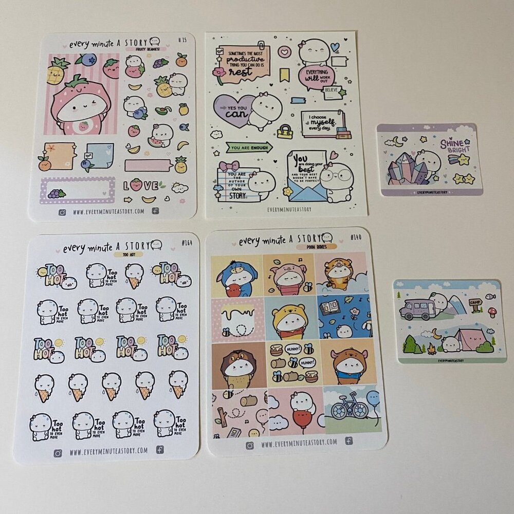Every Minute A Story Stickers Set Fruit Pooh Inspirational & More